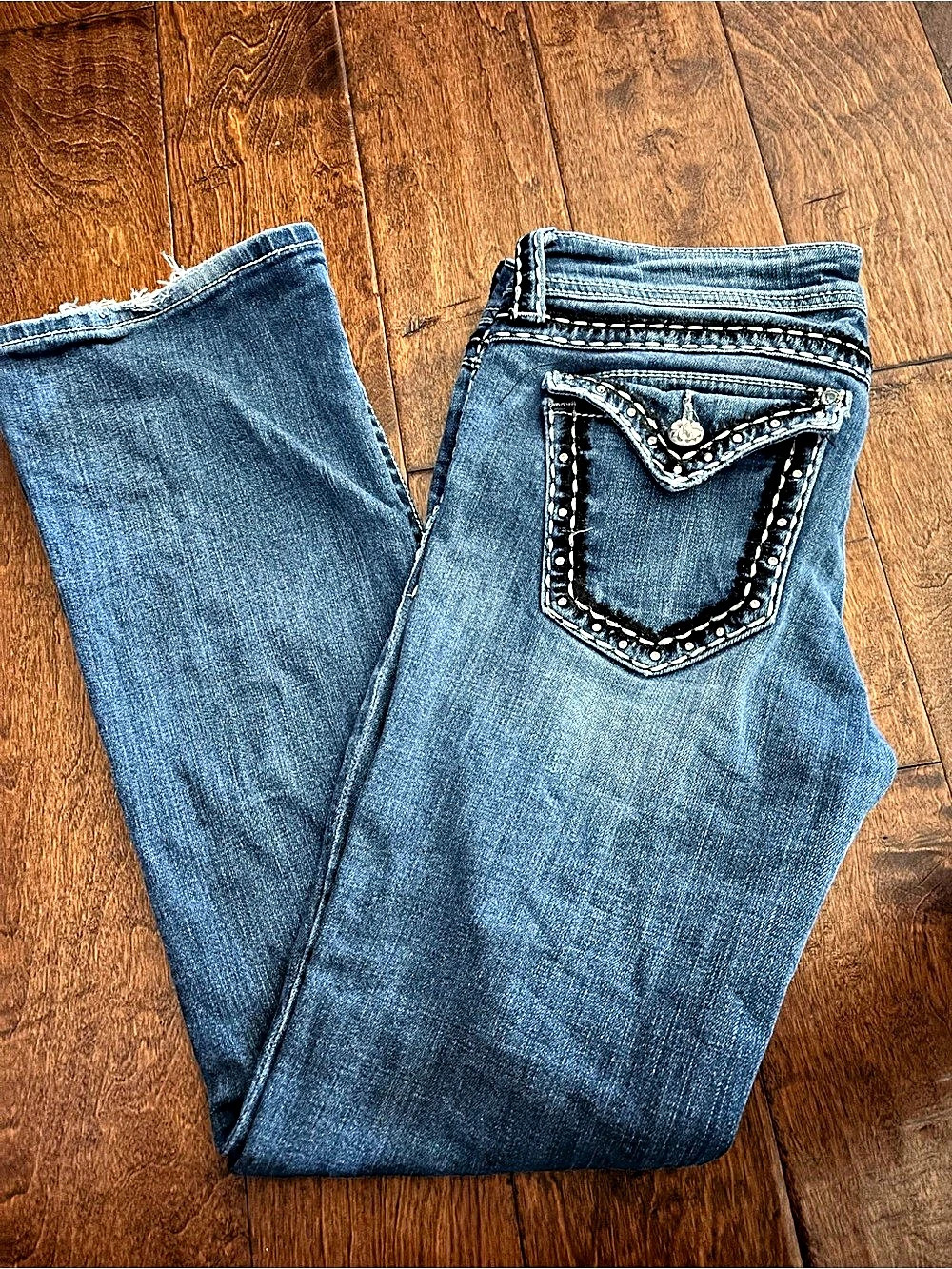 Miss Me Boot Cut Jeans in Blue Waist 30